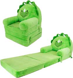 Green Dinosaur Fold-Out Lounger Chair