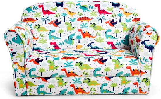 Couch with Colorful Dinosaurs on it
