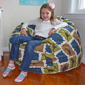 Dinosaur Bean Bag Chair with triceratops, brachiosaurus, velociraptor, spinosaurus, tyrannosaurus rex
