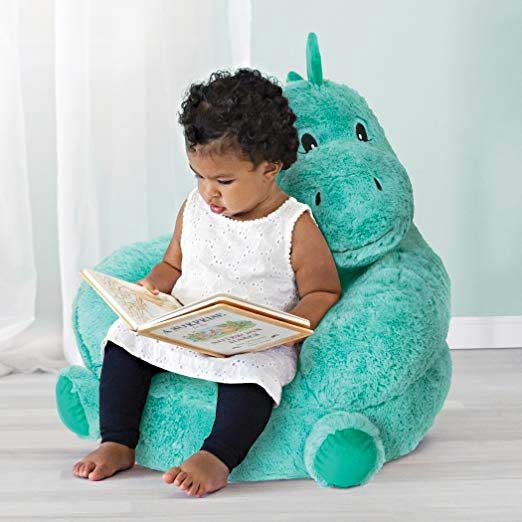 Plush, Green Kids Dinosaur Chair