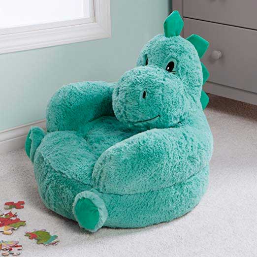Green Stuffed Dinosaur Chair for Young Children
