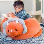 Orange Plush Dinosaur Cushion for Children