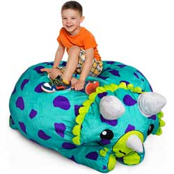 Triceratops Storage Dinosaur Bean Bag Fits Up to 50 Stuffed Animals