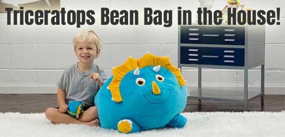 Blue & Yellow Triceratops Bean Bag Stuffed Animal for Kids