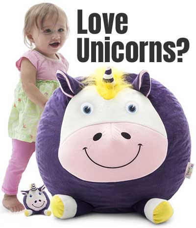 Giant Purple Stuffed Unicorn Bean Bag Chair for Kids