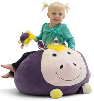 Purple Plush Unicorn Bean Bag with Matching Baby Unicorn Stuffed Animal